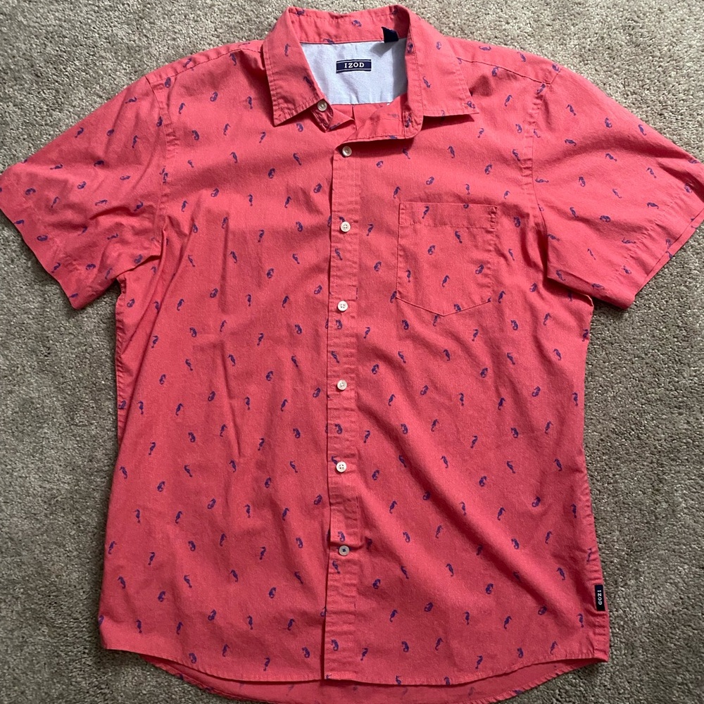 IZOD Men's Red Short Sleeve Shirt
